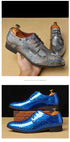 Elegant Patent Leather Derby Shoes for Men – Formal Wedding and Business Office Footwear with Pointed Toe Design, Available in Size 48